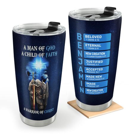 Personalized Warrior of Christ Travel Mug – Inspired by Faith and Scripture